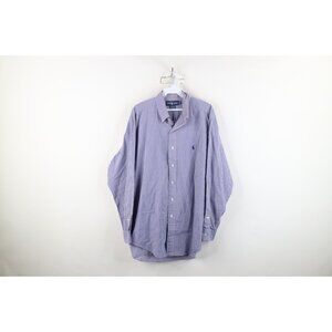 Vintage 90s Ralph Lauren Mens 16 34 Yarmouth Collared Button Down Shirt Plaid